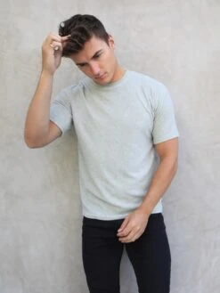 Soft Textured T-Shirt - Light Sage -Cheap Clothing Store 2713SageGreen 03D