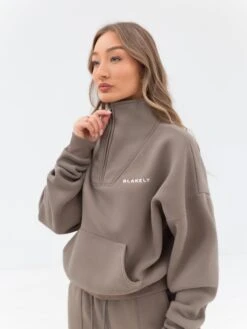 Everyday 1/4 Zip Jumper - Brown -Cheap Clothing Store 2760 ZIP BROWN 03D