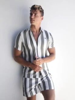 Riccardo Stripe Shirt - Safari Green -Cheap Clothing Store 2783Safarigreen 01D