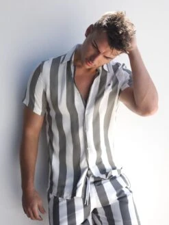 Riccardo Stripe Shirt - Safari Green -Cheap Clothing Store 2783Safarigreen 02D