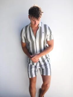 Riccardo Stripe Shirt - Safari Green -Cheap Clothing Store 2783Safarigreen 03D