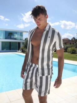 Riccardo Stripe Shirt - Safari Green -Cheap Clothing Store 2783Safarigreen 04D