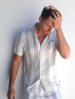 Riccardo Stripe Shirt - Stone -Cheap Clothing Store 2783Stone 02D