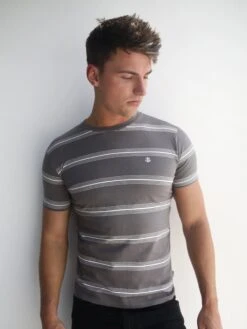 Marcello Stripe T-Shirt - Grey -Cheap Clothing Store 2789Brown 03D