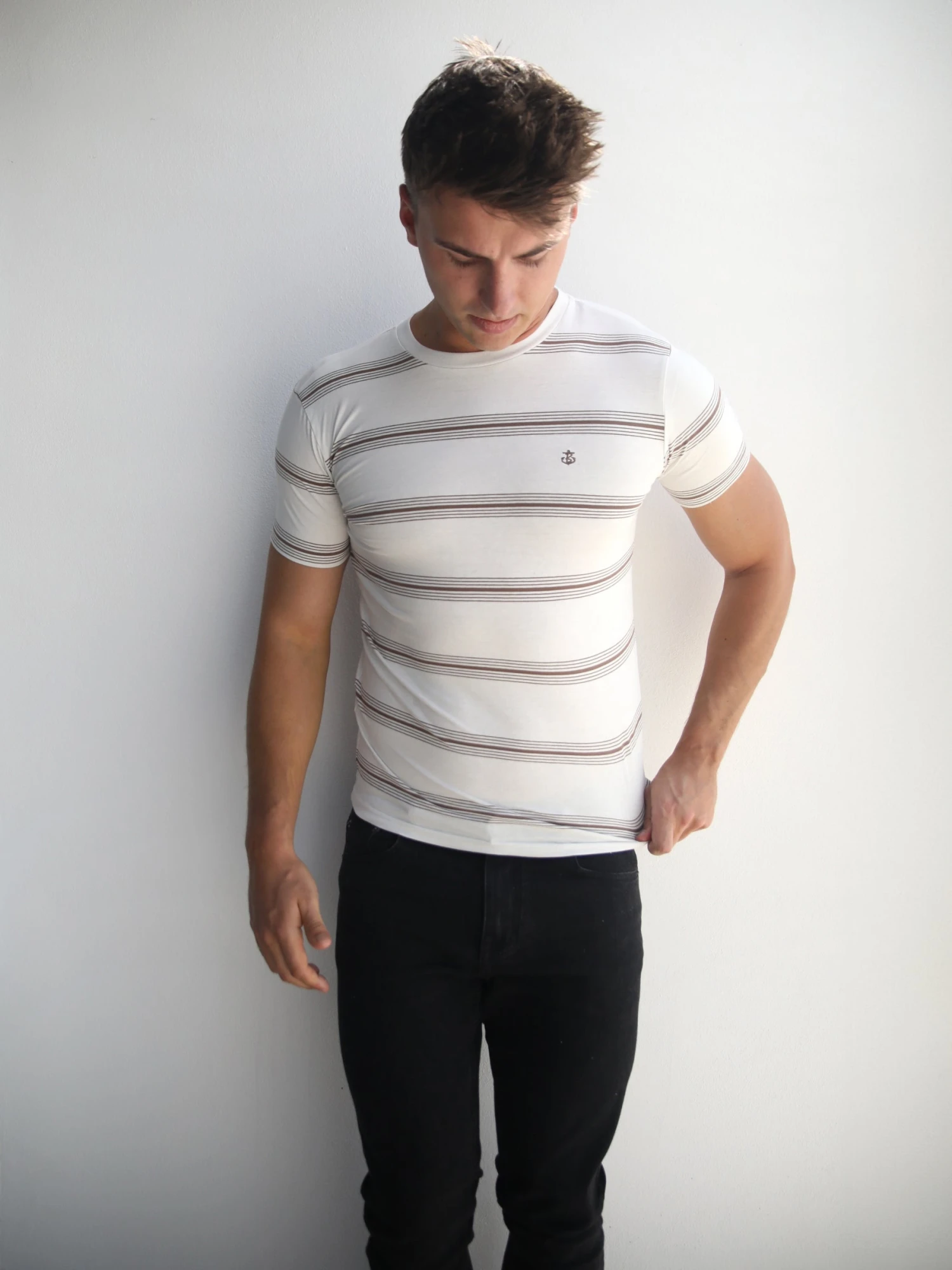 Marcello Stripe T-Shirt - White 8 Marcello Stripe T-Shirt - White - Image 6