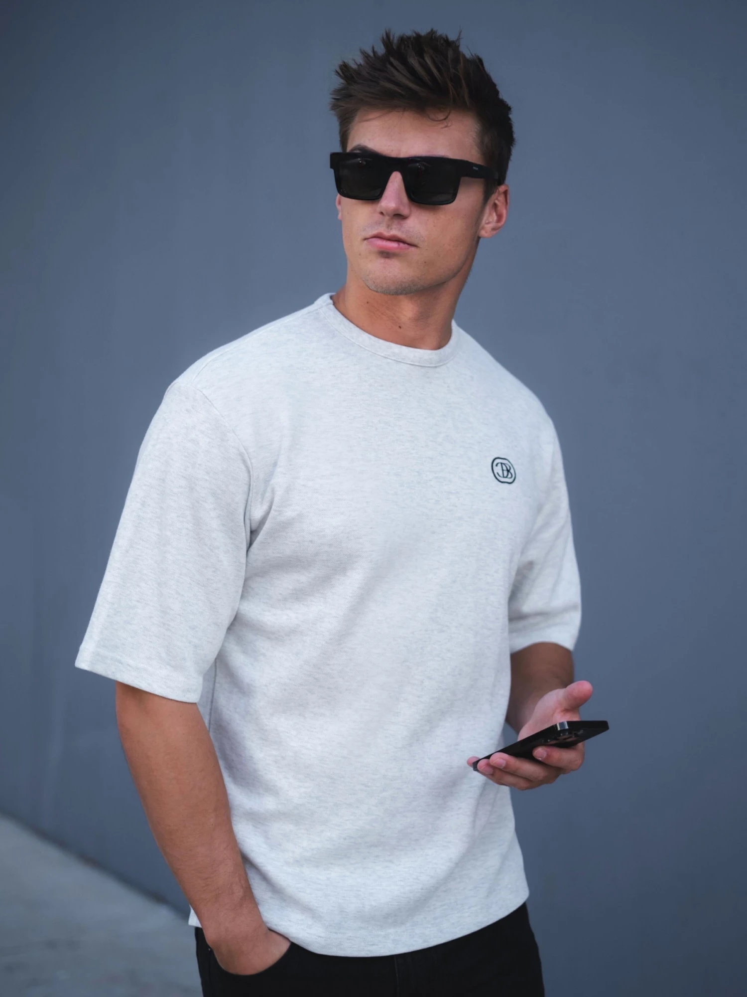 Icon Oversized T-Shirt - Marl White 4 Icon Oversized T-Shirt - Marl White - Image 2