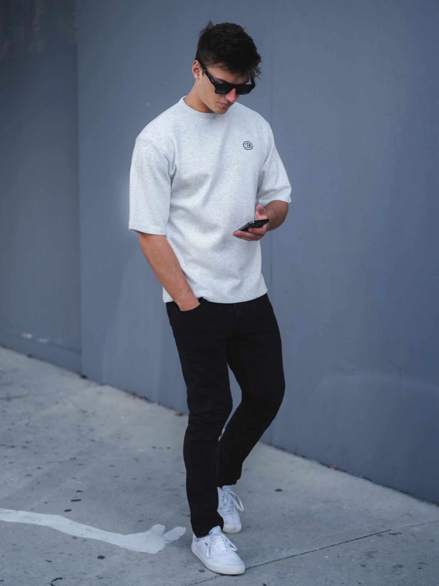 Icon Oversized T-Shirt - Marl White 9 Icon Oversized T-Shirt - Marl White - Image 7