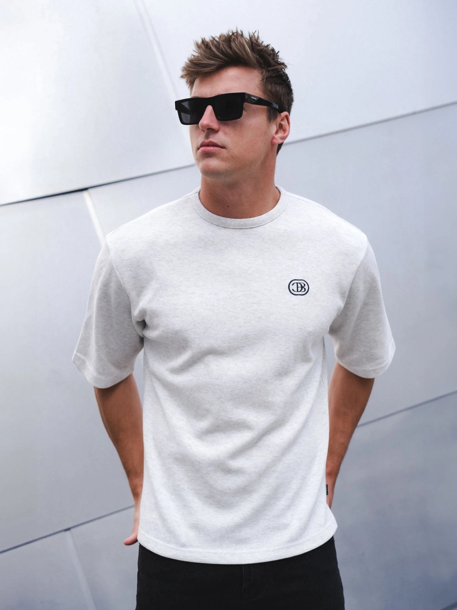 Icon Oversized T-Shirt - Marl White 8 Icon Oversized T-Shirt - Marl White - Image 6