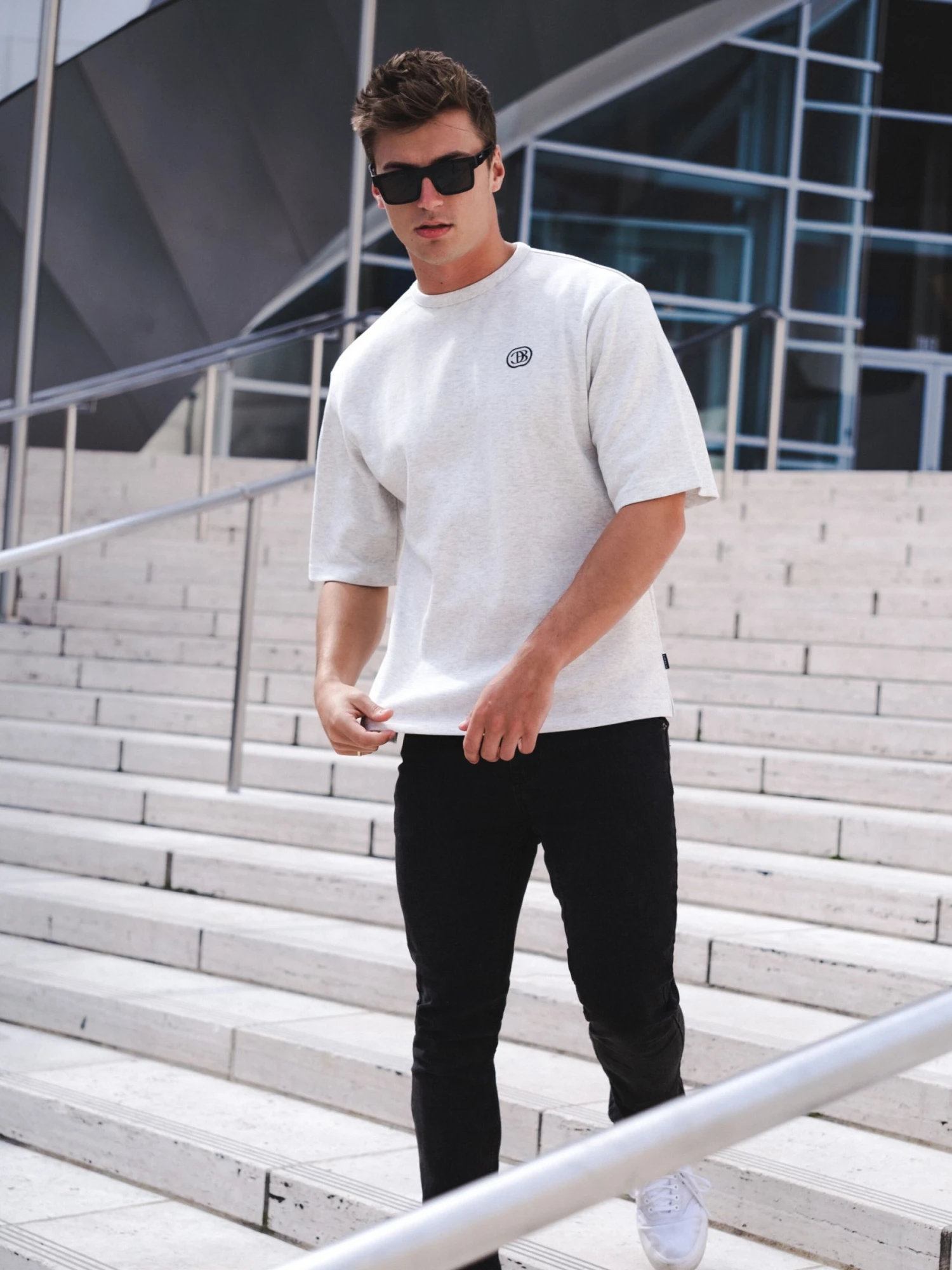 Icon Oversized T-Shirt - Marl White 6 Icon Oversized T-Shirt - Marl White - Image 4