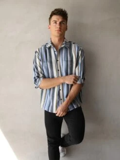 Lucca Stripe Shirt - Blue 11 Lucca Stripe Shirt - Blue -Cheap Clothing Store 2800Blue 01D