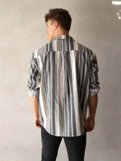Lucca Stripe Shirt - Grey -Cheap Clothing Store 2800Grey 03D