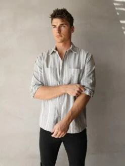 Rialto Stripe Shirt - Grey -Cheap Clothing Store 2811Grey 05D