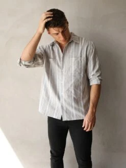 Rialto Stripe Shirt - Taupe -Cheap Clothing Store 2811Taupe 05D