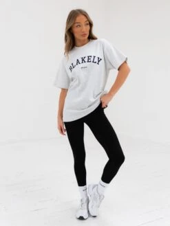 Varsity Oversized T-Shirt - Marl White -Cheap Clothing Store 2830VARWGrey 01D 7