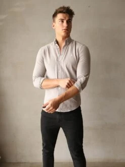 Modena Stripe Shirt - Light Grey -Cheap Clothing Store 2863Grey 02D