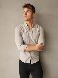 Modena Stripe Shirt - Light Grey -Cheap Clothing Store 2863Grey 03D