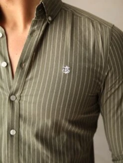 Modena Stripe Shirt - Khaki -Cheap Clothing Store 2863Khaki 02D
