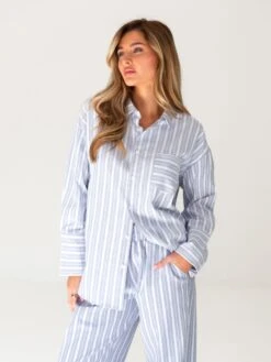 Elena Stripe Shirt - Blue -Cheap Clothing Store 2962BLUE 03D