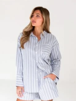 Elena Stripe Shirt - Grey -Cheap Clothing Store 2962GREY LEADD 1db0ec69 599f 4e21 a47d 9bdb9b87a817