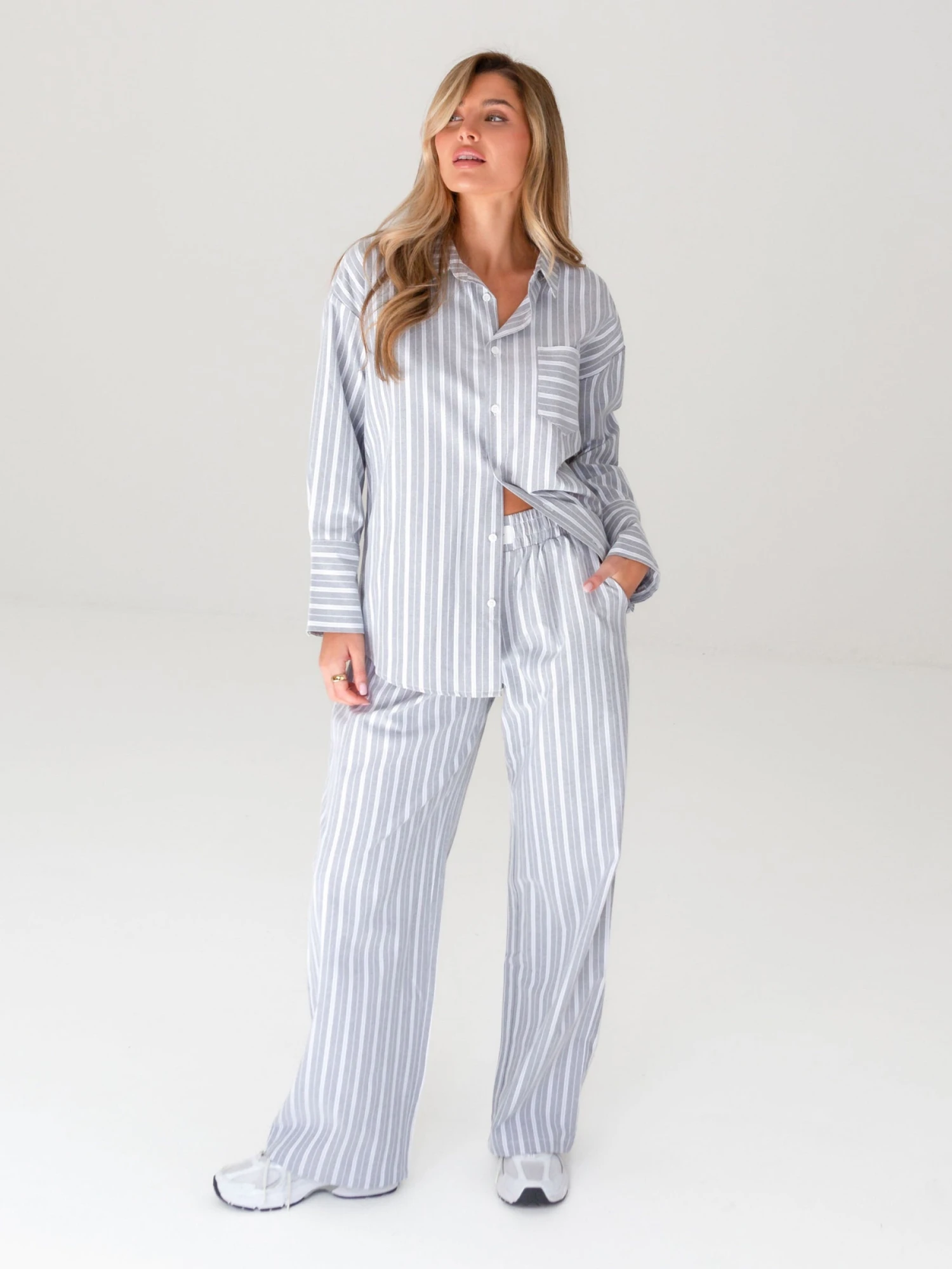 Elena Stripe Trousers - Grey 5 Elena Stripe Trousers - Grey - Image 3