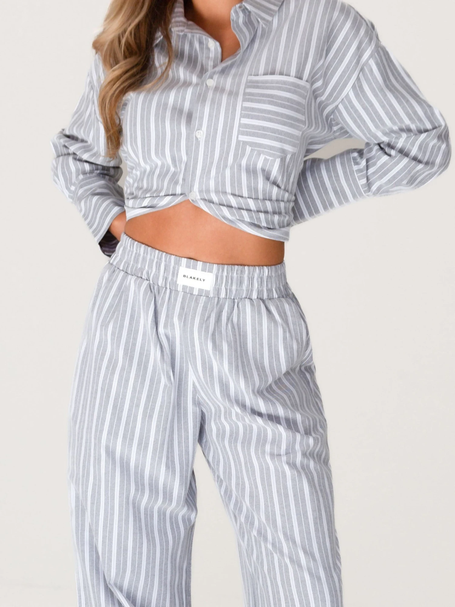 Elena Stripe Trousers - Grey 7 Elena Stripe Trousers - Grey - Image 5