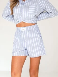 Elena Stripe Shorts - Blue 12 Elena Stripe Shorts - Blue -Cheap Clothing Store 2967BLUE 03D