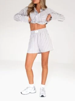 Elena Stripe Shorts - Light Brown -Cheap Clothing Store 2967Khaki 01D