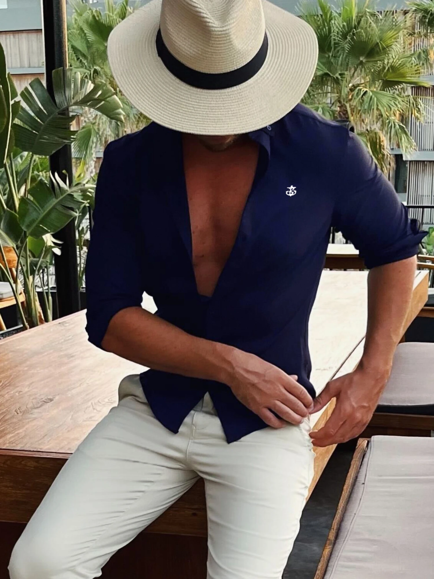 Worcester Fitted Stretch Shirt - Navy 5 Worcester Fitted Stretch Shirt - Navy - Image 3