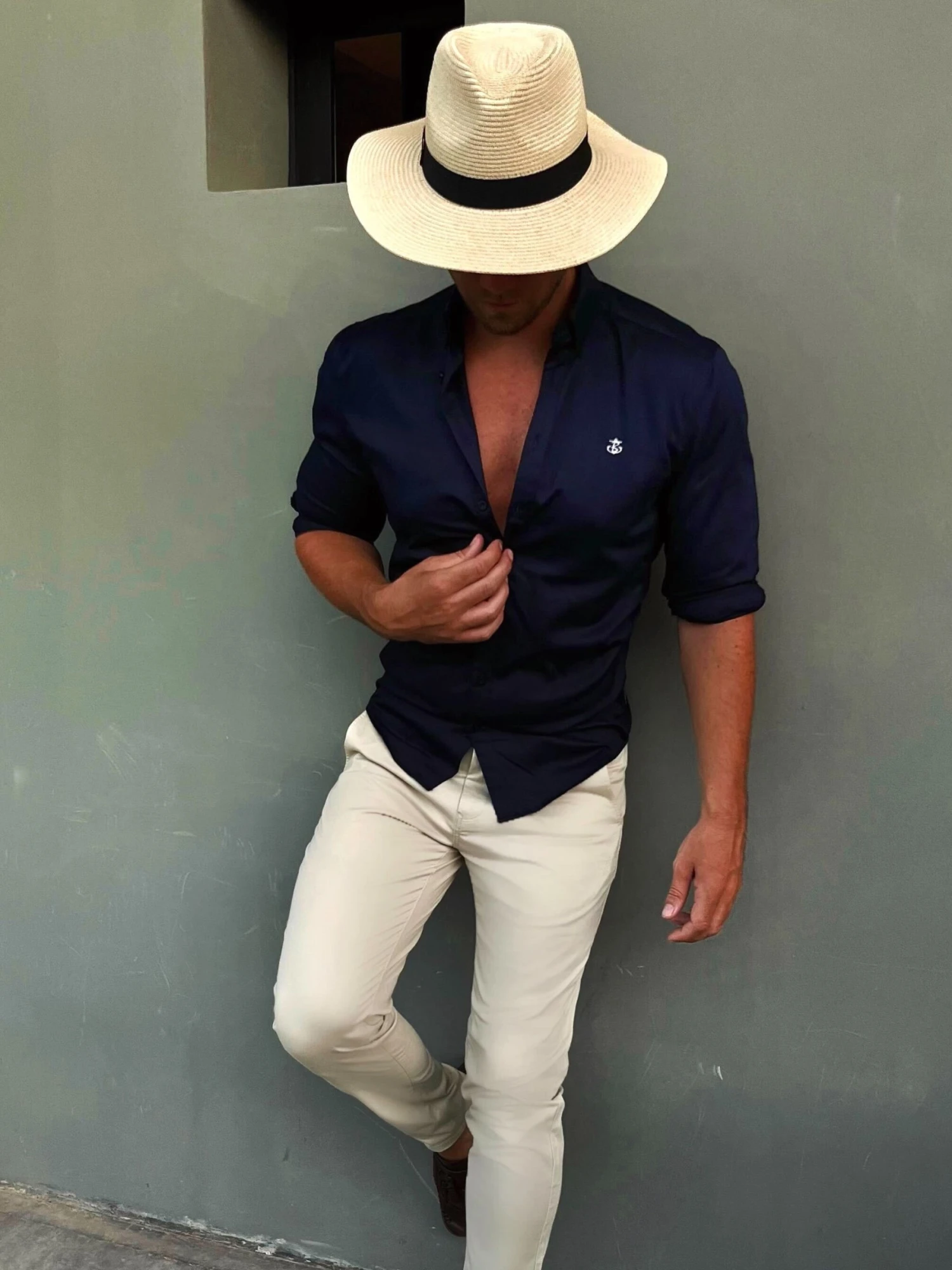 Worcester Fitted Stretch Shirt - Navy 9 Worcester Fitted Stretch Shirt - Navy - Image 7