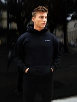 Members Relaxed Hoodie - Black & Blue -Cheap Clothing Store 836MBlackB 04D