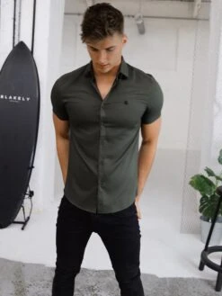 Tamworth Short Sleeve Shirt - Khaki Green -Cheap Clothing Store 850 3TamworthBlackAnchor4D NewWebSize