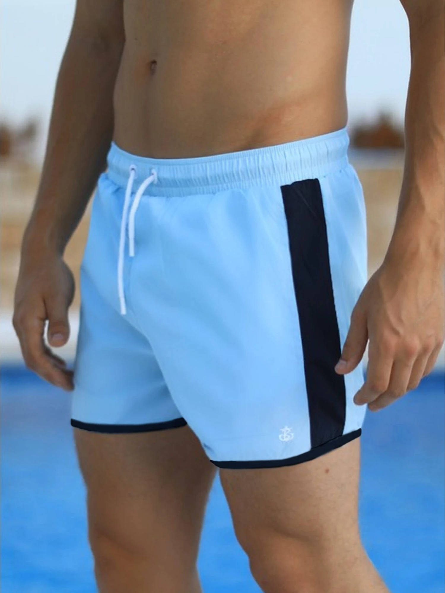 Poso Swim Shorts - Light Blue/Navy 3 Poso Swim Shorts - Light Blue/Navy