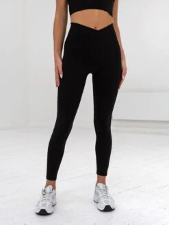 Studio Crossover Leggings - Black -Cheap Clothing Store B602Black 05D