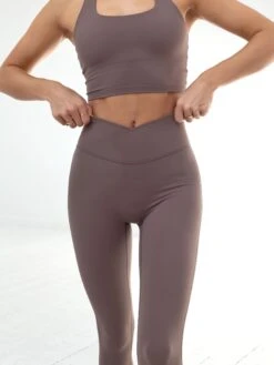Studio Crossover Leggings - Mauve Brown -Cheap Clothing Store B602LightBrown 07D