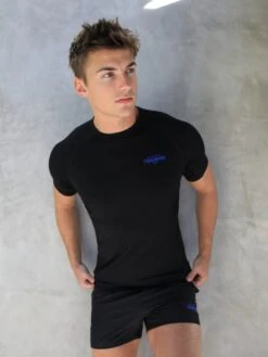 Slim Training T-Shirt - Black & Blue -Cheap Clothing Store Blue 05D
