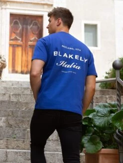 Italia Relaxed T-Shirt - Cobalt Blue -Cheap Clothing Store Brand 46D