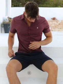 Cairns Short Sleeve Shirt - Burgundy -Cheap Clothing Store Cairns3D NewWebSize