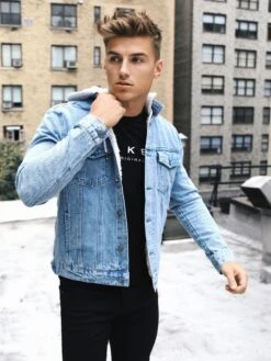 Camden Hooded Denim Jacket - Light Blue -Cheap Clothing Store Camden LightBlue 2D