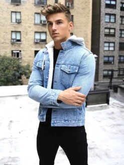 Camden Hooded Denim Jacket - Light Blue -Cheap Clothing Store Camden LightBlue 3D