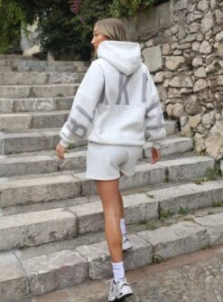 Isabel Oversized Hoodie - Marl White And Pale Lilac -Cheap Clothing Store Frame1