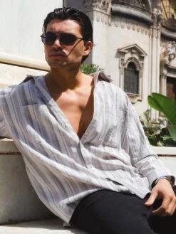 Rialto Stripe Shirt - Sand -Cheap Clothing Store Frame105