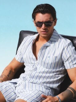 Assisi Stripe Shirt - Blue -Cheap Clothing Store Frame109