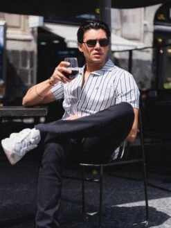 Assisi Stripe Shirt - Navy -Cheap Clothing Store Frame112