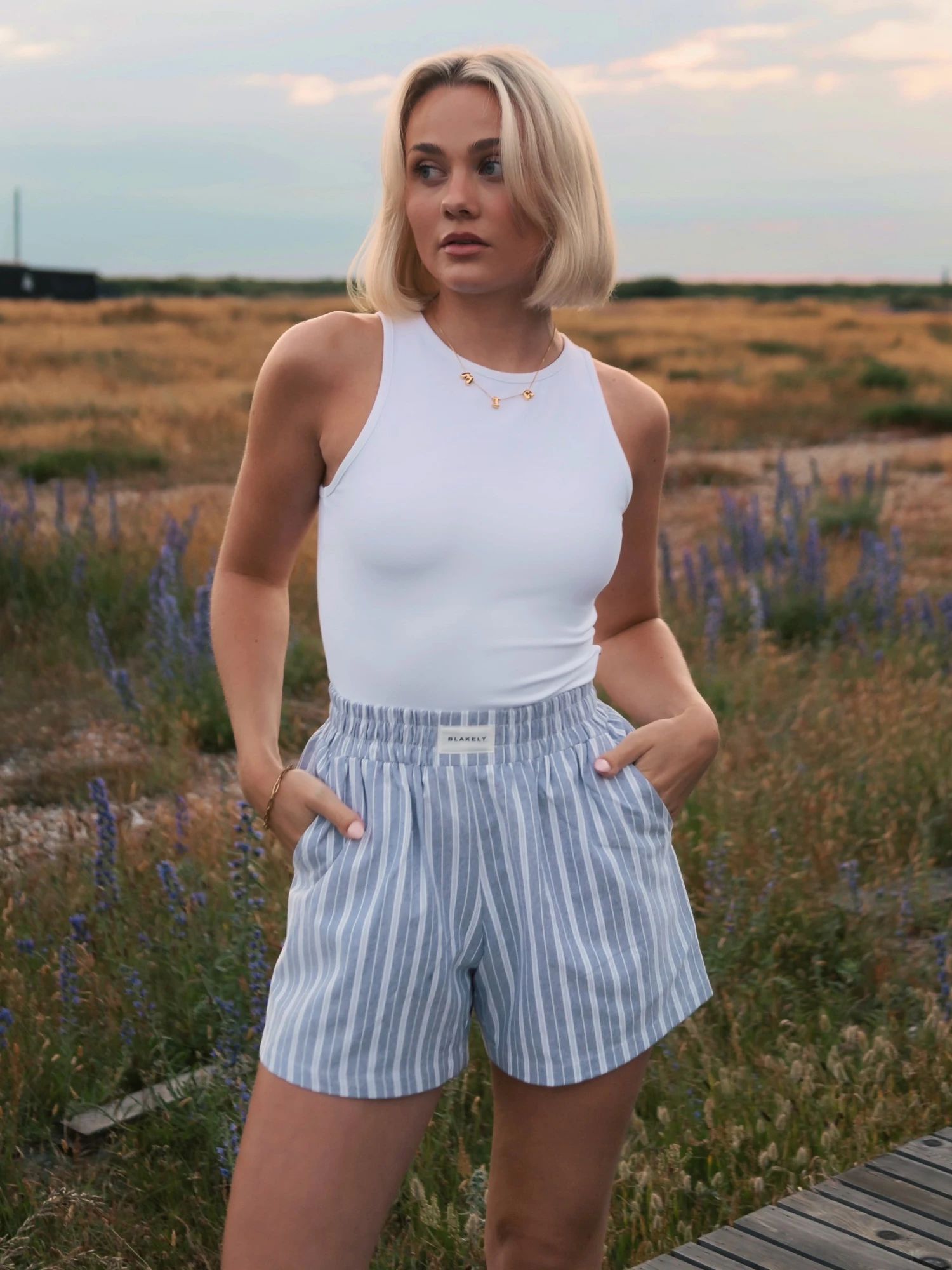 Elena Stripe Shorts - Blue 5 Elena Stripe Shorts - Blue - Image 3