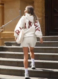 Isabel Oversized Hoodie - Marl White And Rust Red -Cheap Clothing Store Frame2 1