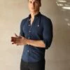 Arlo Soft Stretch Shirt - Navy -Cheap Clothing Store Frame37