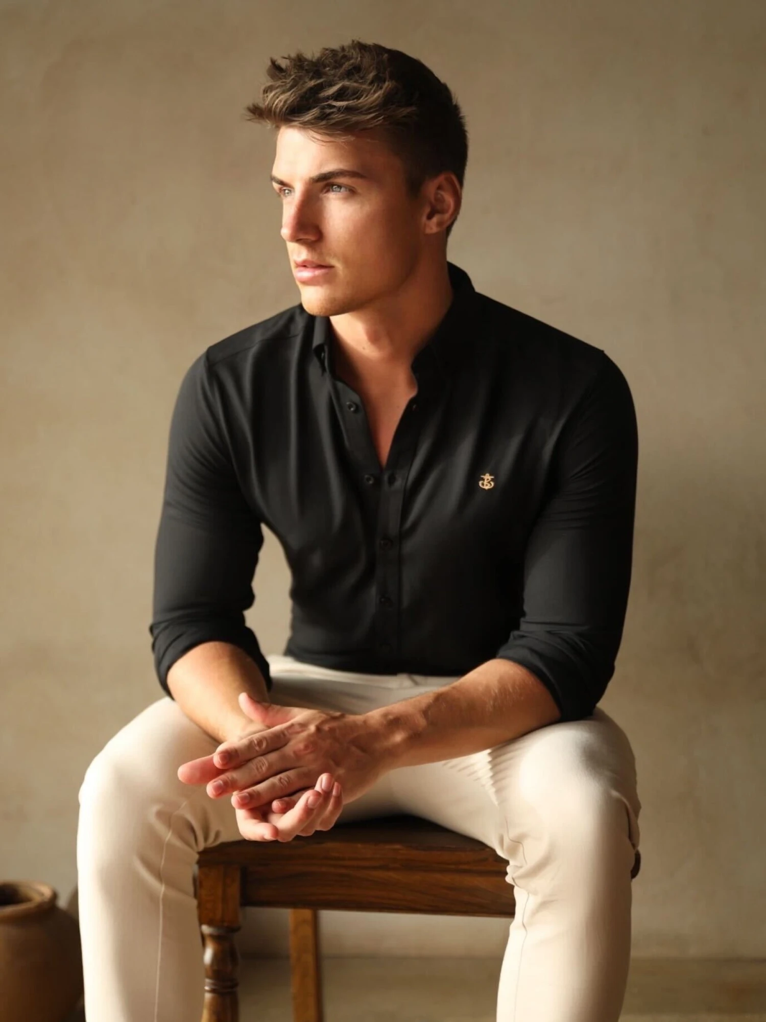 Farringdon Fitted Stretch Shirt - Black 3 Farringdon Fitted Stretch Shirt - Black