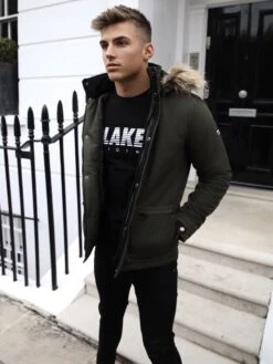 Hersham Coat - Khaki Green -Cheap Clothing Store Hersham 3D